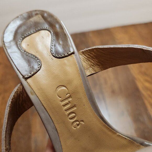 CHLOE Platform Dark Mauve Wedges with Large Buckle - Picture 9 of 12